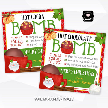 Chocolate bomb square tag Christmas